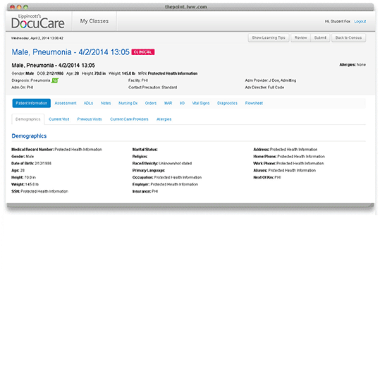 Screenshot of Lippincott docucare course